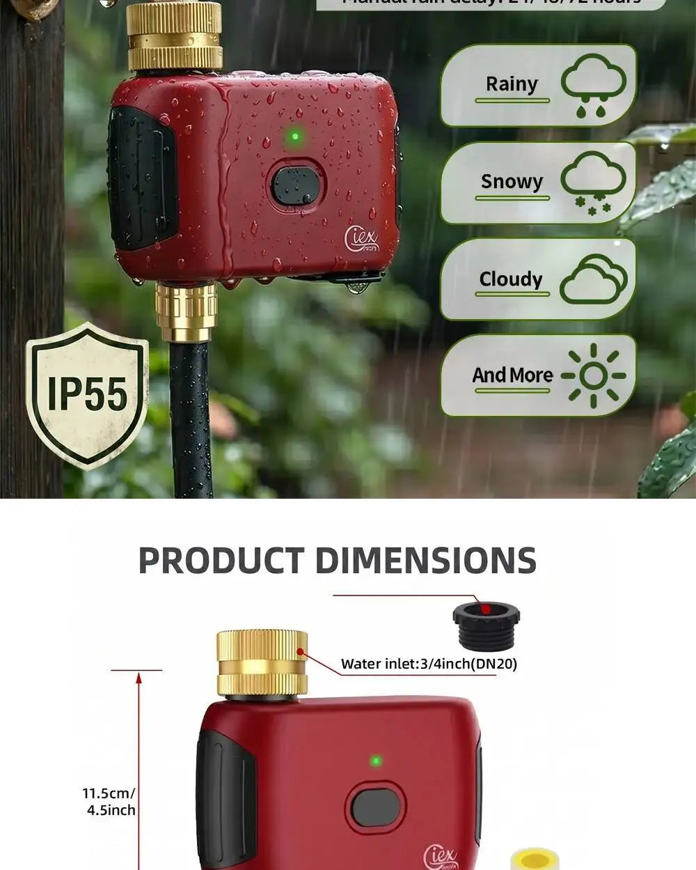 Temporizador de agua WiFi inteligente, controlador de riego, No requiere concentrador, válvula automática de aspersor de goteo para jardín, Control por aplicación Tuya
