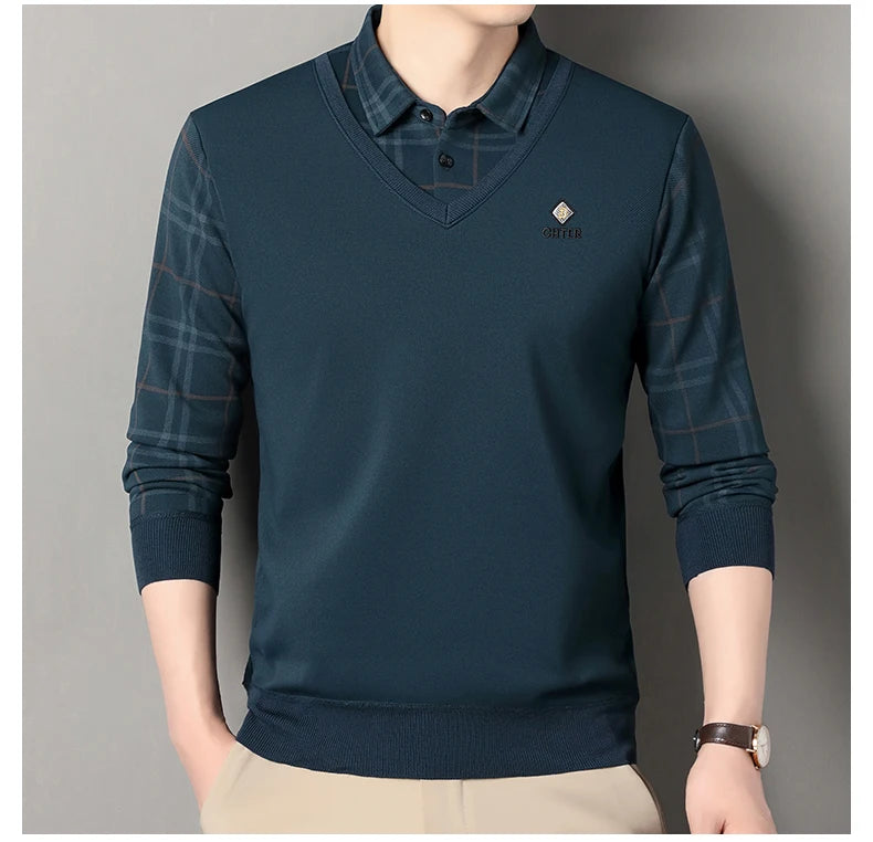Suéter de Punto a Cuadros para Hombre | Cuello Cuadrado