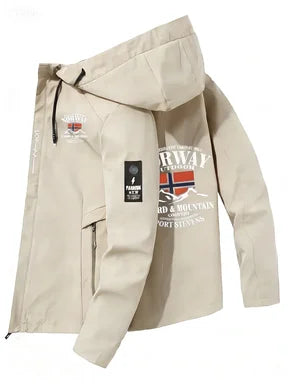 Chaqueta con Capucha para Hombre – Estampado Letras, Cierre Cremallera