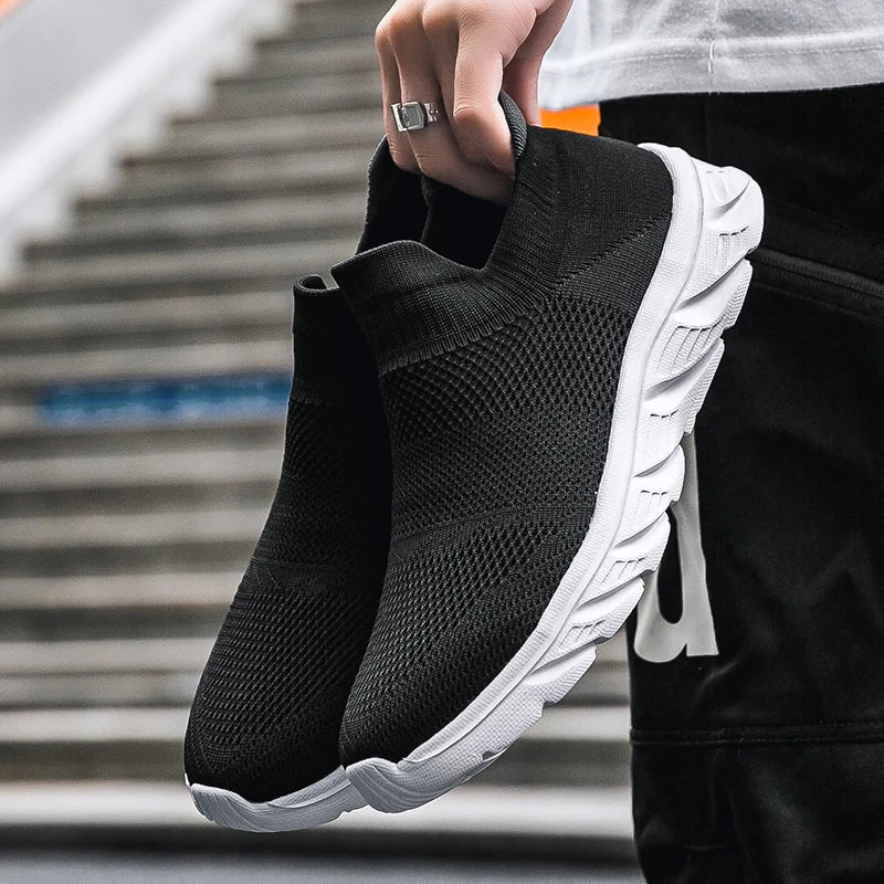 Zapatos informales transpirables para hombre, zapatos vulcanizados sin cordones, zapatillas informales ligeras para hombre, zapatos planos antideslizantes suaves, mocasines para exteriores