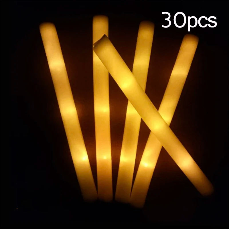 Barras luminosas LED de espuma multicolor para fiestas (pack 15 o 30)