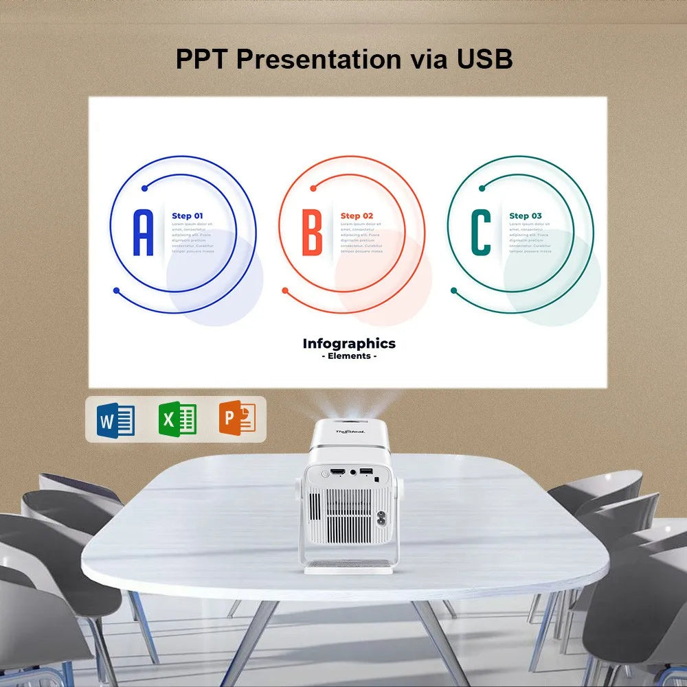 Mini Proyector ThundeaL TD80W Full HD 1080P 4K Android WiFi, Cine en Casa, Reuniones, Videos, Películas, Proyector Portátil TD80 PK HY320