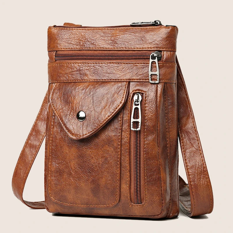 Bolso de Hombro de Cuero Suave para Mujer con Billetera