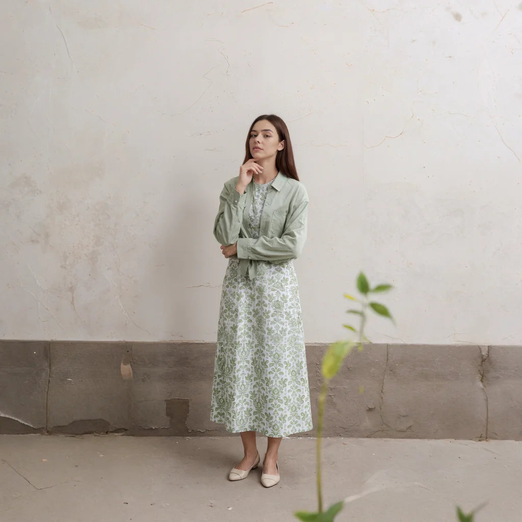 Conjunto de camisa y vestido de lino y algodón para mujer, estampado de moda con bolsillo, colección de vestidos de alta calidad, conjunto elegante de 2 piezas para otoño