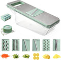 LMETJMA 6 en 1 rebanador de verduras mandolina rebanador de verduras con 6 cuchillas intercambiables rebanador de verduras triturador de juliana JT105