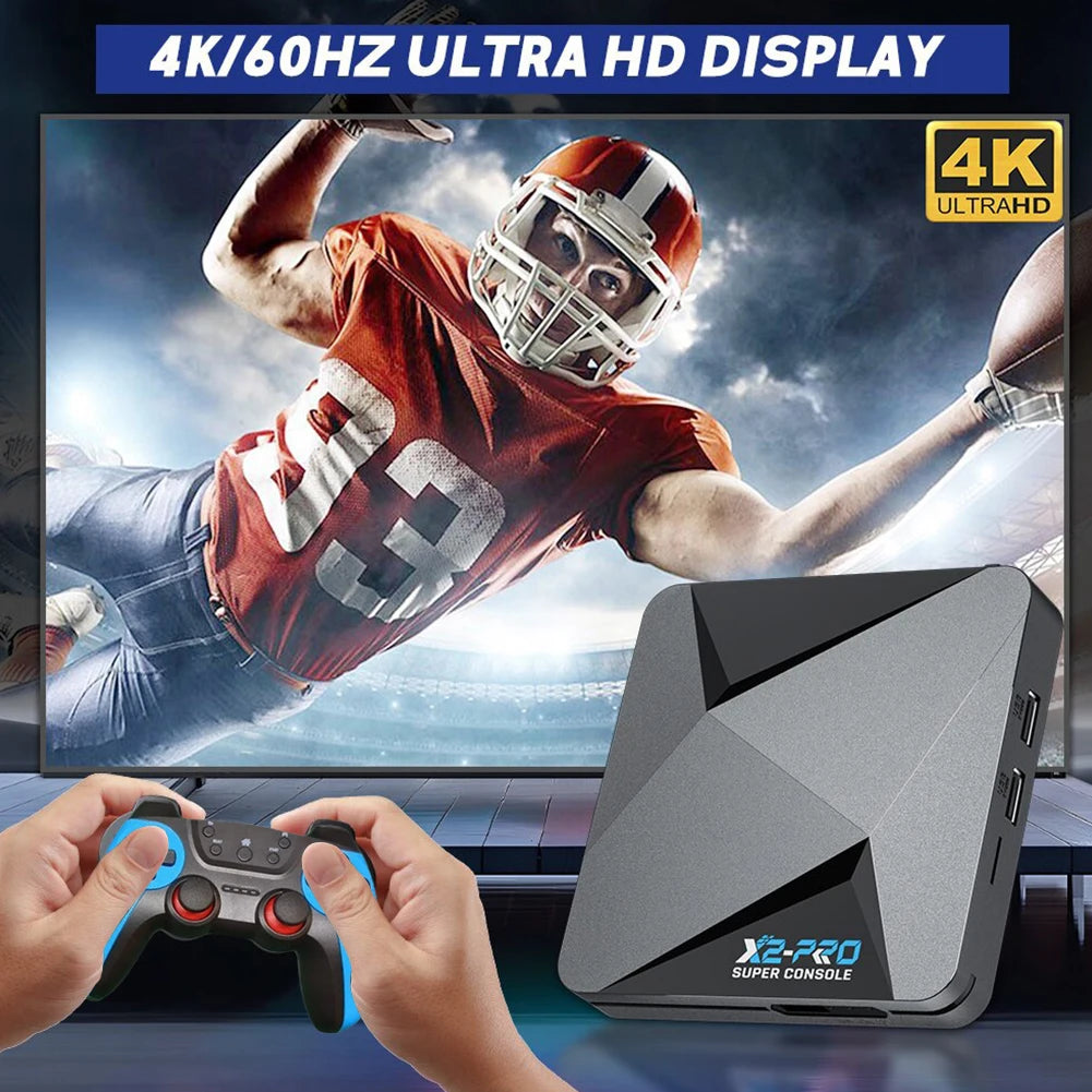 Consola de Videojuegos X2 Pro WiFi con Más de 35000 Juegos Integrados, Consola Retro para el Hogar con Controles Inalámbricos para Arcade/DC/MAME/SS