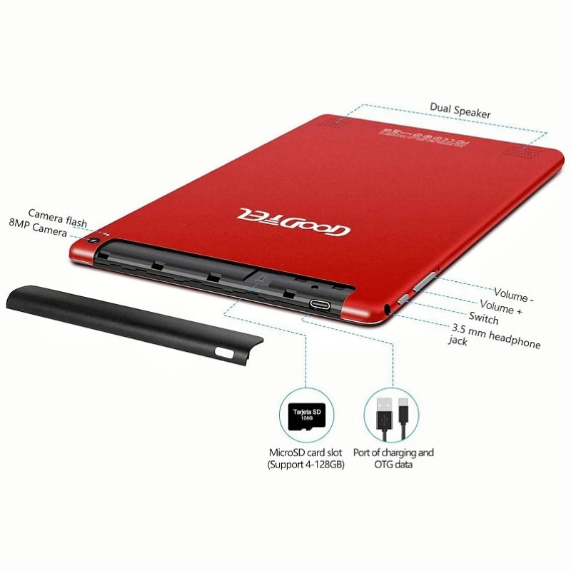 Tablet PC Android 10 G2 de 10.1 pulgadas, 4GB+64GB de almacenamiento, cámaras duales, batería de 6000mAh, CPU Octa-Core MTK6753, 1280 x 800 píxeles