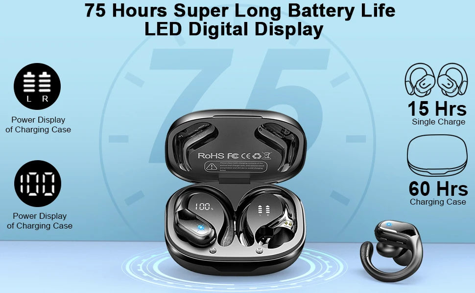 Auriculares Bluetooth 5.3 IP7 75h Deportivos Graves