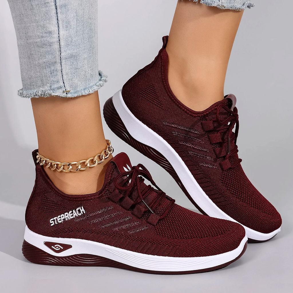 Primavera y otoño nuevos zapatos deportivos informales con cordones para mujer, cómodos, transpirables, ligeros y resistentes al desgaste