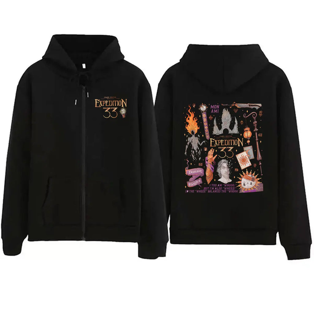 Sudadera Clair Obscur Expedition 33 con Cremallera, Vintage, Unisex