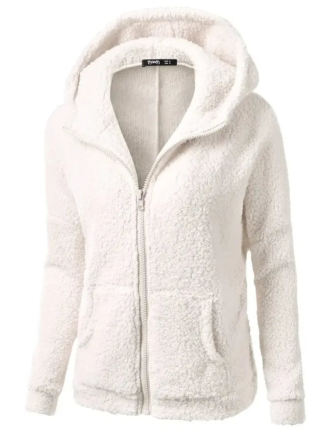Chaqueta cálida de otoño e invierno para mujer, Sudadera con capucha informal 2025, sudaderas con capucha para mujer, sudadera con cremallera, abrigo liso de lana suave para mujer