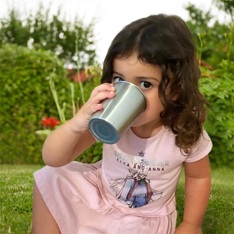 LMETJMA-vasos de pinta de acero inoxidable de 500ML, vasos de agua irrompibles, vasos de Metal reutilizables apilables para niños, viajes JT66