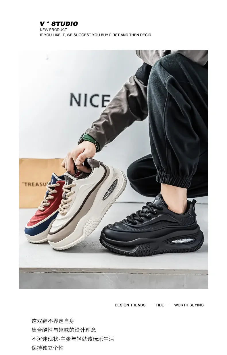 Zapatos Deportivos Casuales para Hombre, Zapatos de Skate con Suela Gruesa a la Moda, Zapatos Modernos y Cómodos para Hombre, Adecuados para Exteriores