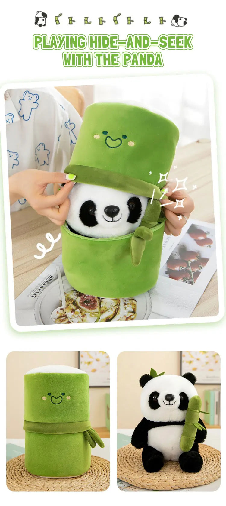 Peluche Panda de Bambú 25-38cm - Muñeco Suave para Niños