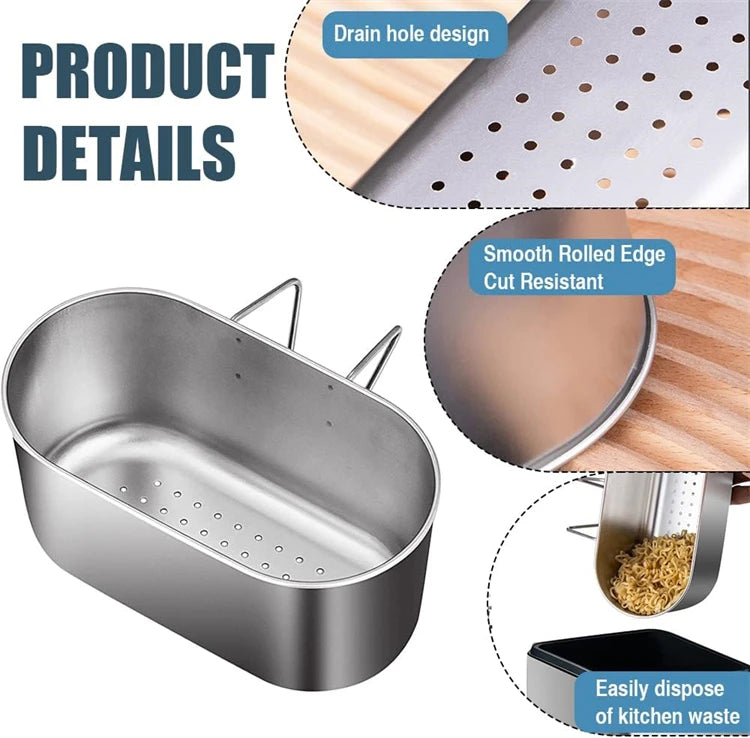 LMETJMA-colador de drenaje para fregadero de acero inoxidable, cesta de cocina, recogedor de alimentos, colador de frutas y verduras para filtro de residuos de cocina JT243