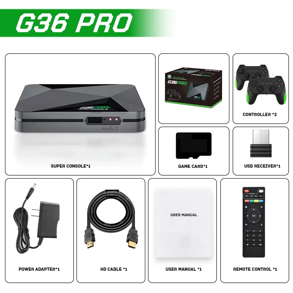 Consola de videojuegos Retro Super Console G36 Pro con 120000 videojuegos para PS1/GBA/MD/CPS con Gamepad, caja de juegos de regalo para niños