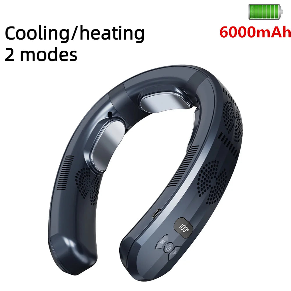 Ventilador portátil para cuello, miniaire acondicionado sin aspas, recargable por USB, 6000mAh