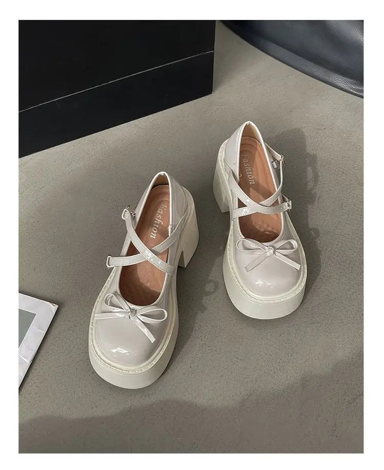 Zapatos Mary Jane de Tacón Grueso con Plataforma para Mujer