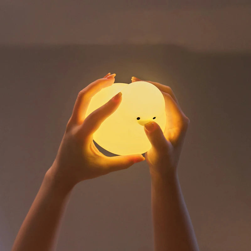 Bonita luz nocturna de pato, lámpara LED Kawaii, luz nocturna recargable por USB, lámpara nocturna táctil para habitación, artefacto de descompresión para protección ocular