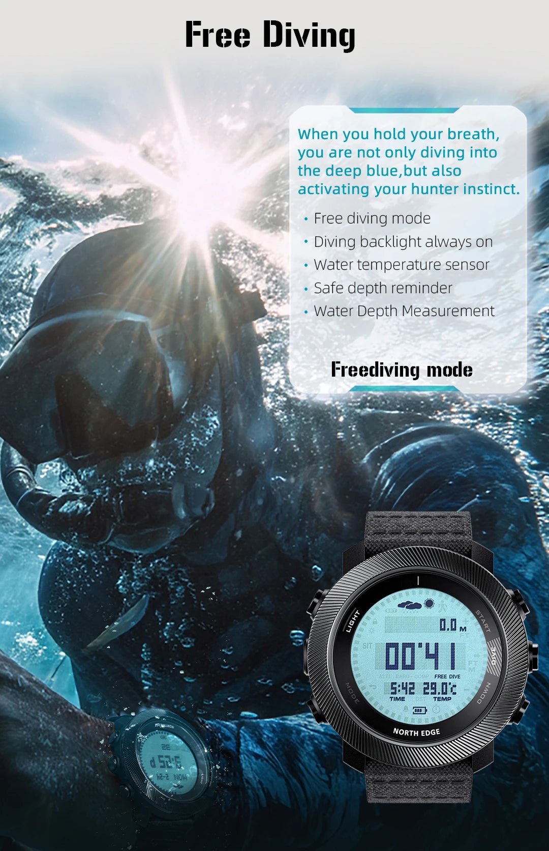 NORTH EDGE APACHE-D Reloj Digital Buceo 100M