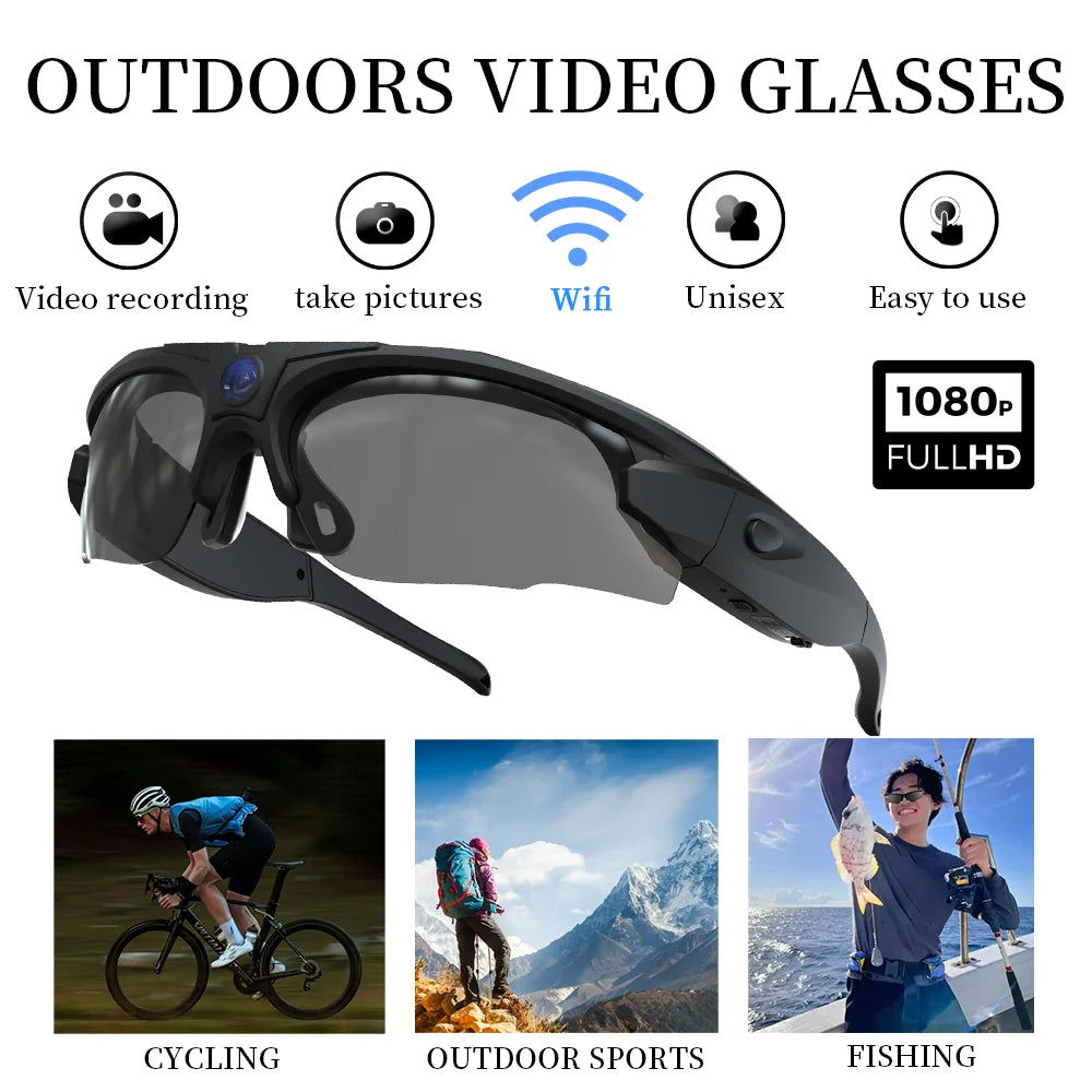 Gafas de sol con cámara WiFi FHD 1080P para deportes al aire libre
