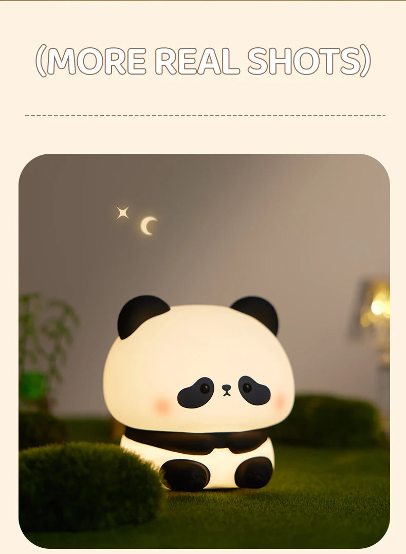 Luz LED nocturna de Panda, bonita luz nocturna de silicona, lámpara de noche táctil recargable por USB, lámpara de sincronización para dormitorio, decoración, regalo para niños
