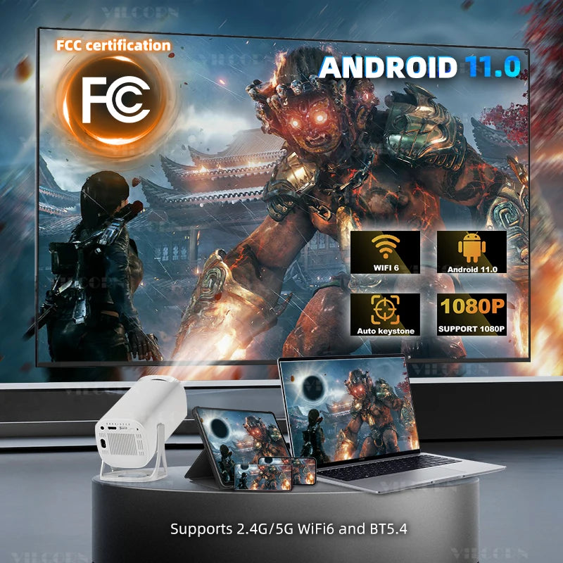 Mini Proyector Consola de Videojuegos 36000 Juegos con Android 11 Video 1080P Proyector para Interiores y Exteriores