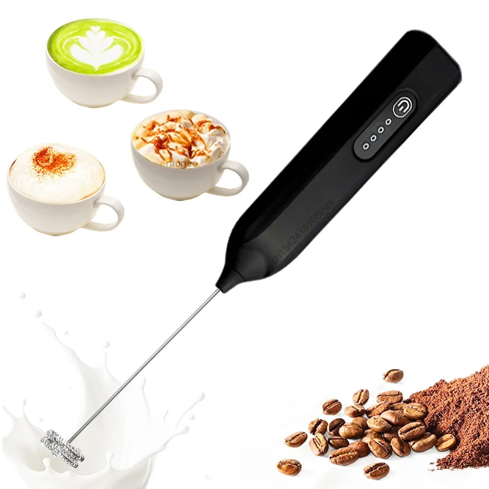 Espumador de leche inalámbrico USB recargable 3 velocidades para café