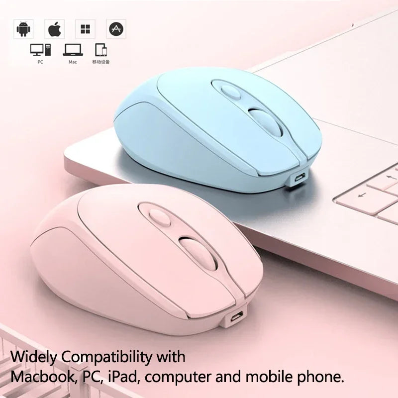 Ratón inalámbrico recargable para ordenador, Mouse inalámbrico Compatible con Bluetooth de 2,4G, USB, silencioso, para PC, portátil, Macbook y tableta