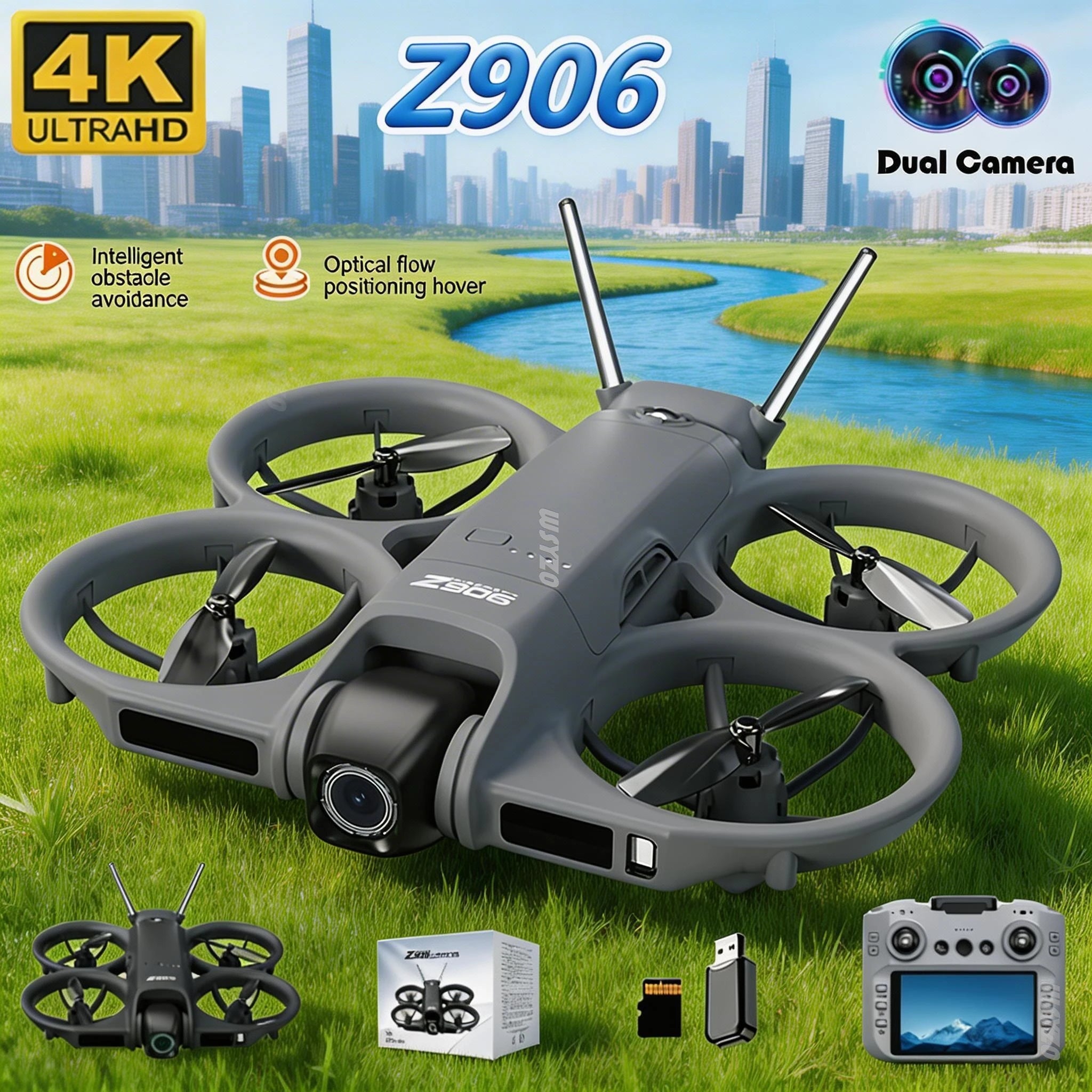 Mini Dron Z906 con Cámara HD WiFi FPV, Cuadricóptero RC, Fotografía Aérea