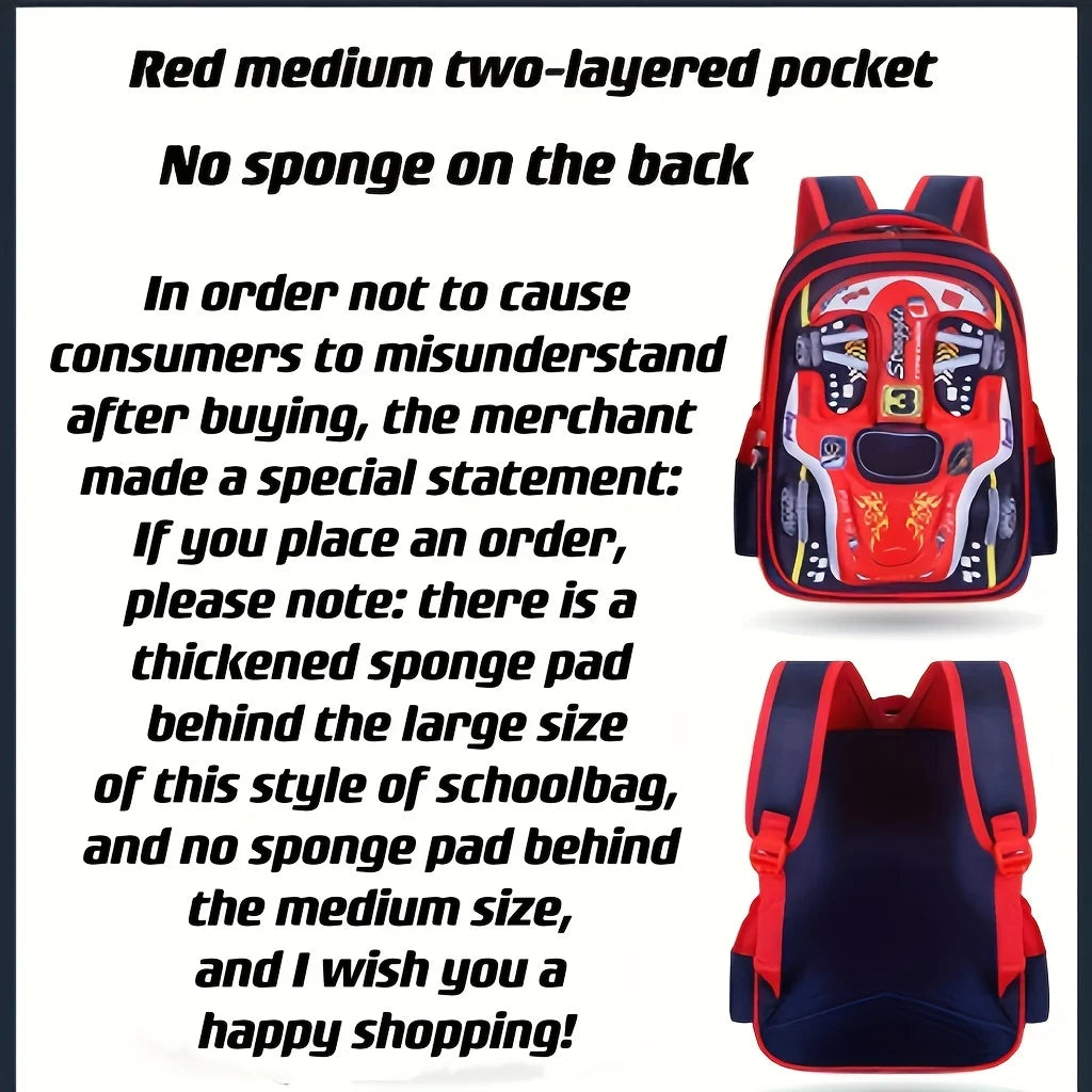 Mochila Preescolar con Diseño 3D de Auto para Niños