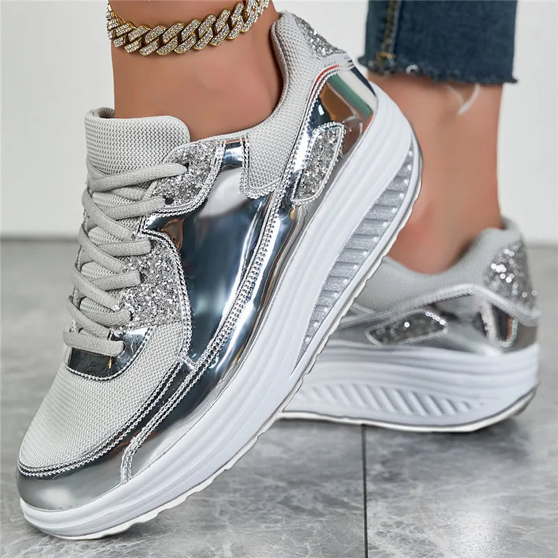 Zapatos deportivos de malla plana para mujer, calzado deportivo cómodo y transpirable con cordones, a la moda, para primavera y otoño