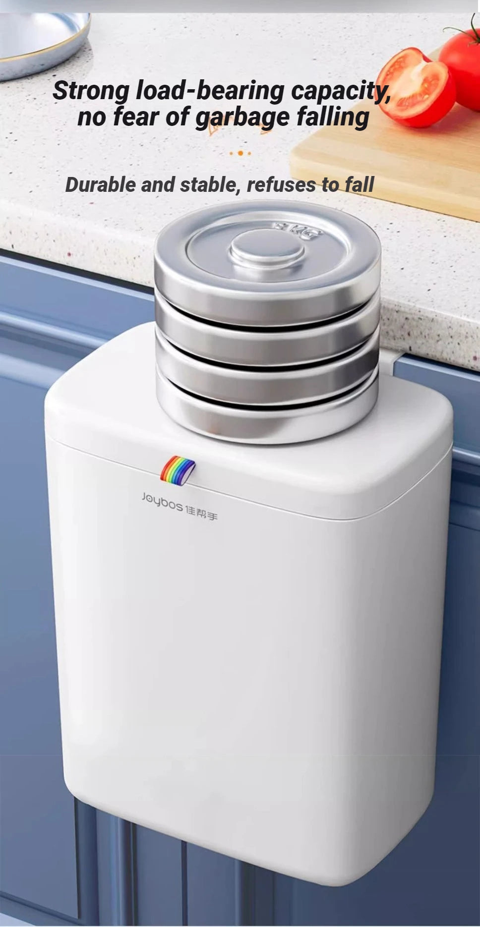 Cubo de basura Joybos para pared, 12 L con doble tapa sellada