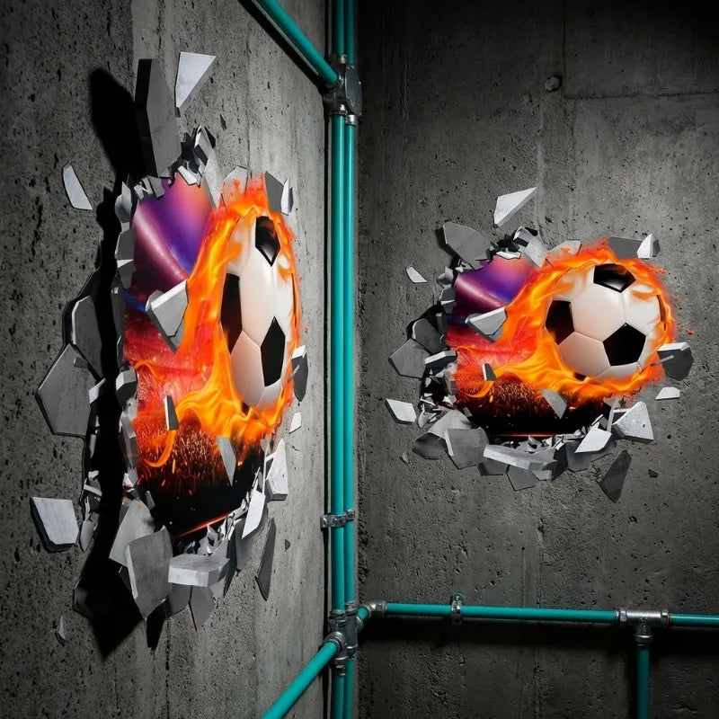 Pegatinas de Pared de Fútbol 3D, Adhesivos Removibles para Habitación de Niños, Decoración de Pared para Dormitorio, Decoración Deportiva Infantil