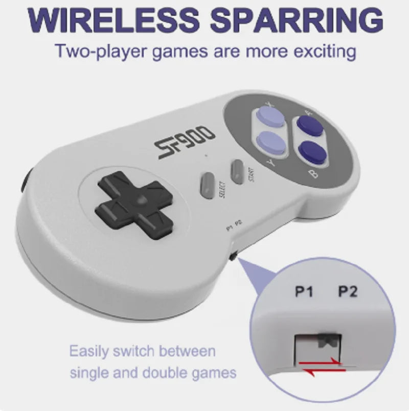 Consola de Videojuegos Retro SF900, Consola de Videojuegos Inalámbrica con Dos Controles, Salida HD, 5000 Juegos Clásicos