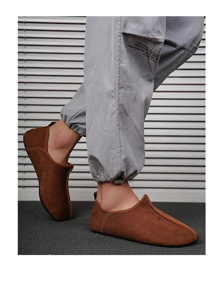YRZL zapatos de algodón de invierno para hombre, zapatillas ligeras sin cordones cálidas, mocasines de algodón de felpa para dormitorio y hogar, zapatos cálidos de invierno Unisex