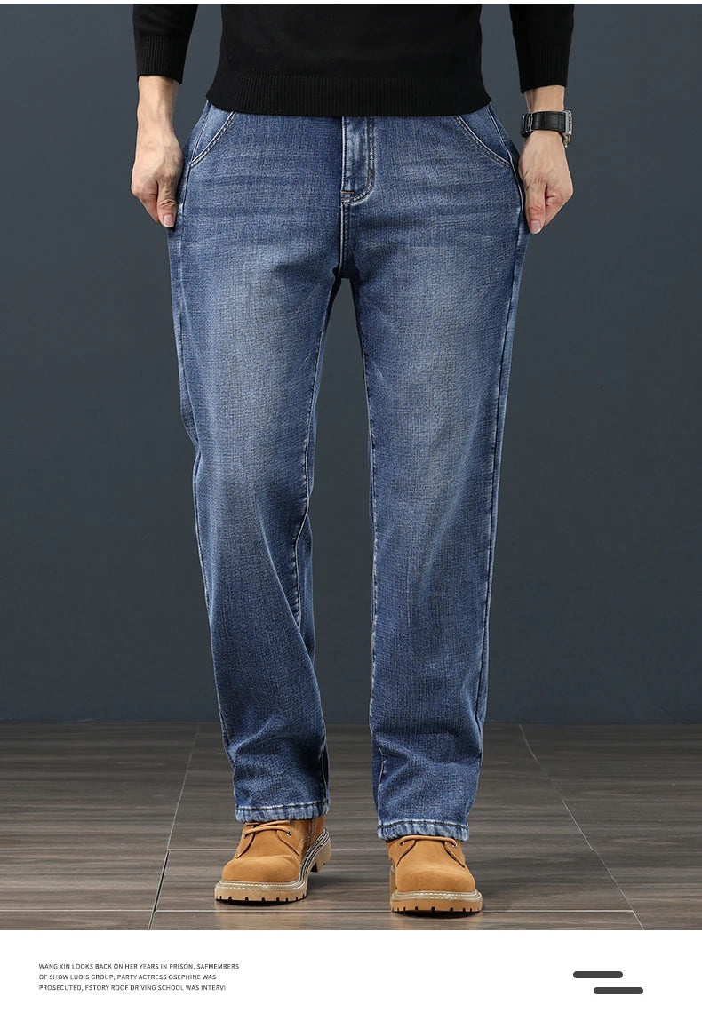 Pantalones Vaqueros de Invierno para Hombre, Terciopelo, Talla Grande 42-44