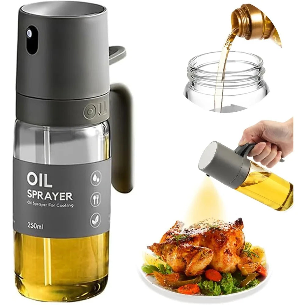 Pulverizador de aceite, herramientas de cocina para cocinar, pulverizador de aceite de vidrio de borosilicato, botella pulverizadora de aceite de 250ml para barbacoa, cocina, hornear y asar