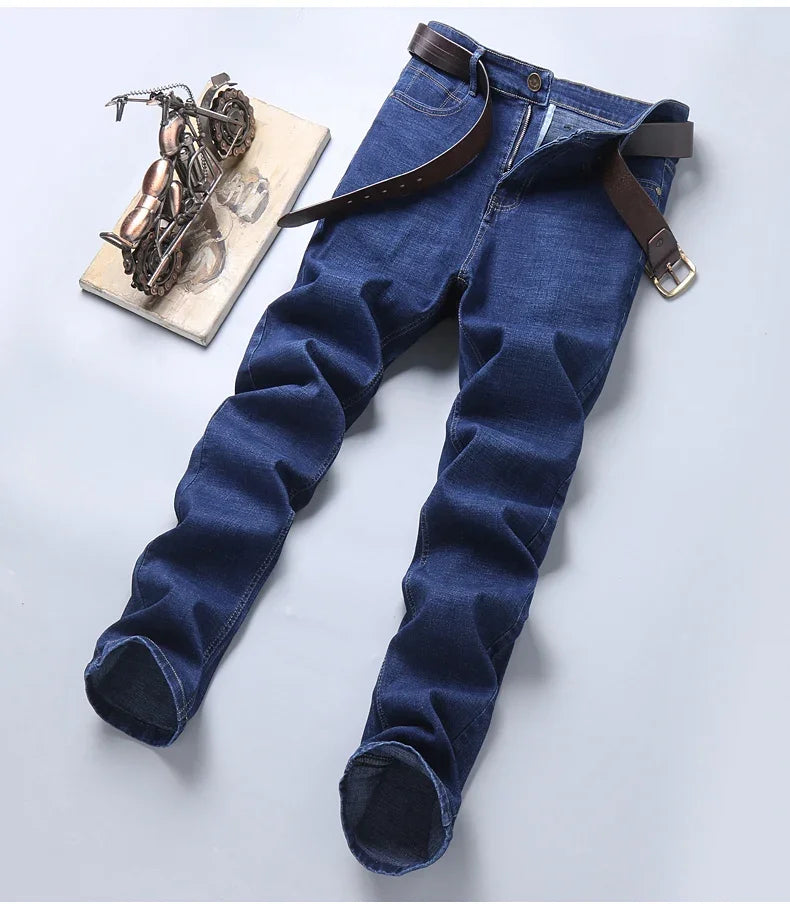 Pantalones Vaqueros Rectos para Hombre, Ajustados Elásticos, Negocios