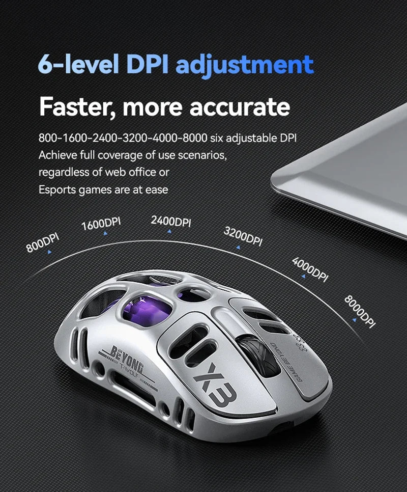 Mouse Gamer Lenovo X3 Triple Modo, RGB, Bluetooth, USB-C, Recargable