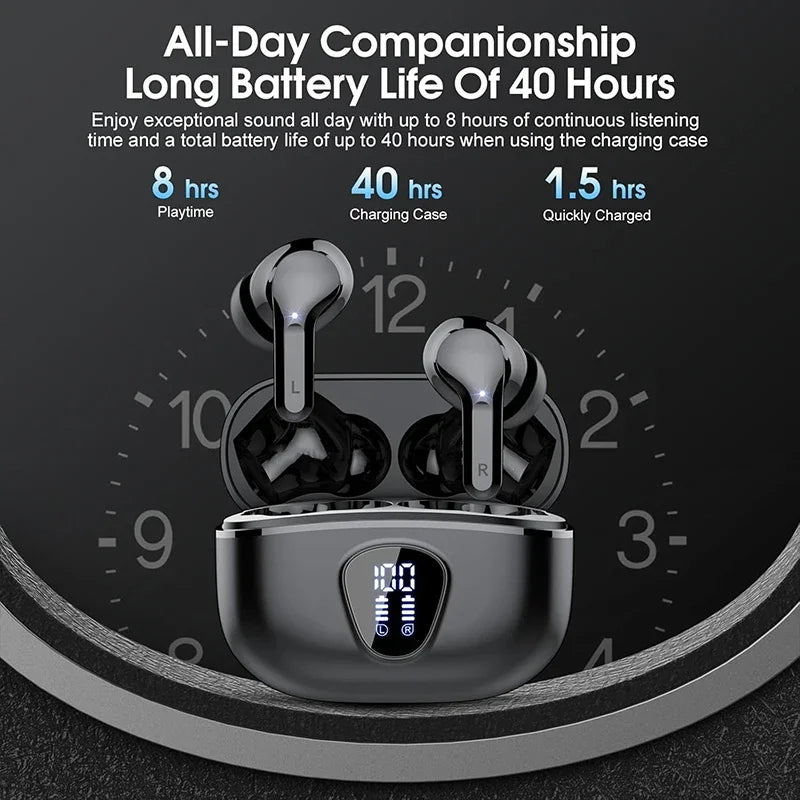 Auriculares Inalámbricos Bluetooth 5.3 ANC HiFi 48H Pantalla LED