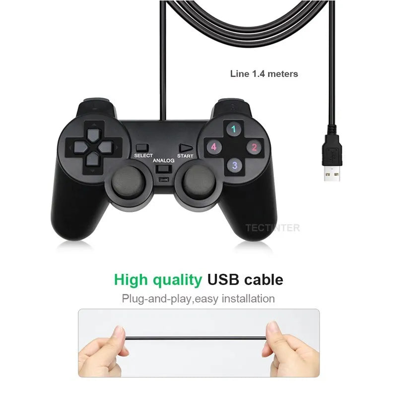 Joystick USB con Cable para Juegos de PC, Controlador de Juegos para Computadora Portátil con Windows, WinXP, Win7, Win8, Win10, Accesorios para Juegos