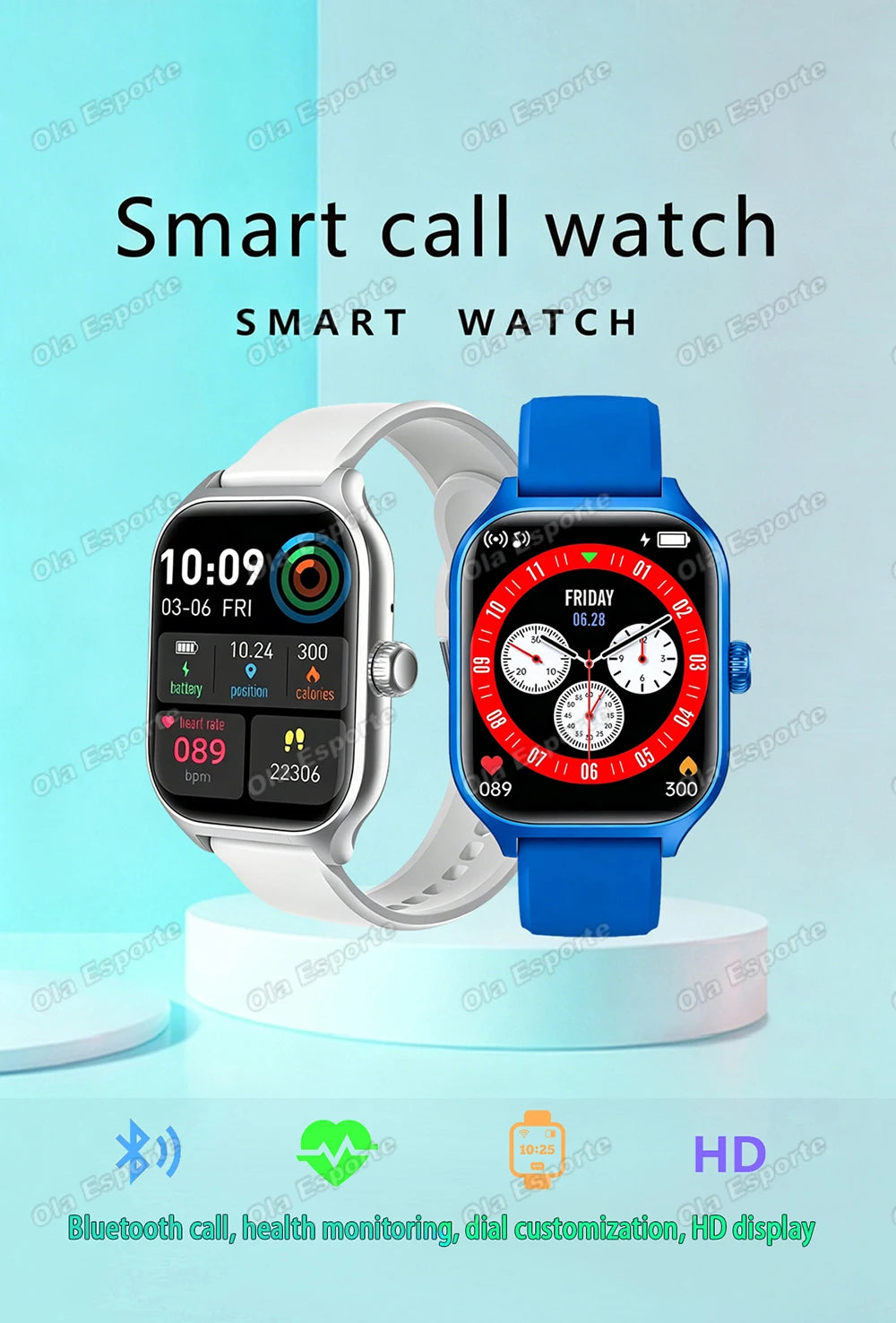Reloj Inteligente para Hombre y Mujer, 2.01'', Resistente al Agua, Deportivo, con Respuesta a Llamadas, Monitor de Sueño, Podómetro, Alertas de Información, Nuevo