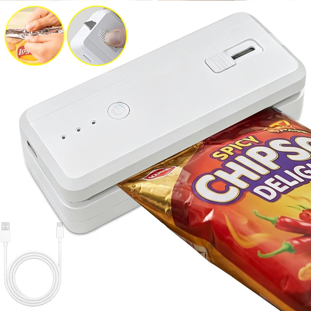 Mini selladora de bolsas portátil recargable para sellado térmico de alimentos