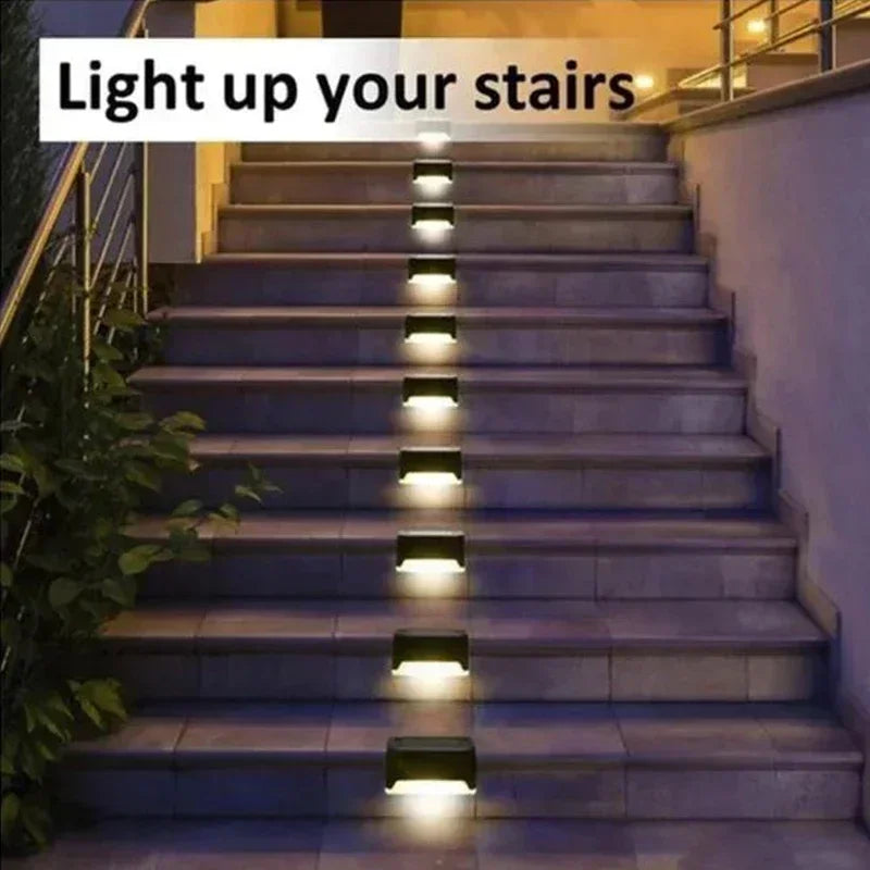 Paquete de 4/8/12 luces solares para cubierta, luces de pared solares impermeables para exteriores con encendido/apagado automático para decoración de caminos de patio, valla de escaleras