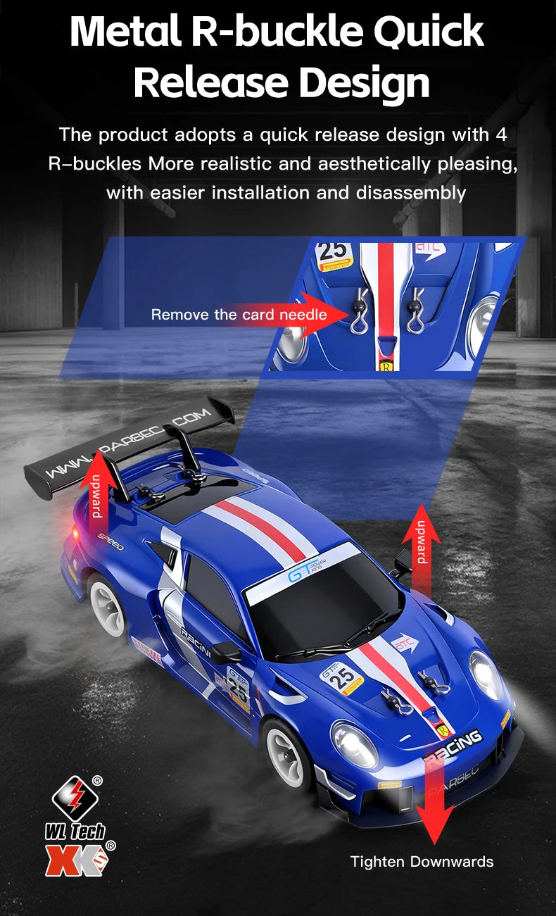 WLtoys 284019-A 284191 1:28 2,4G RC coche con luces LED 4WD Gyro 30 KM/H coche de Control remoto todoterreno vehículo de deriva juguetes para chico