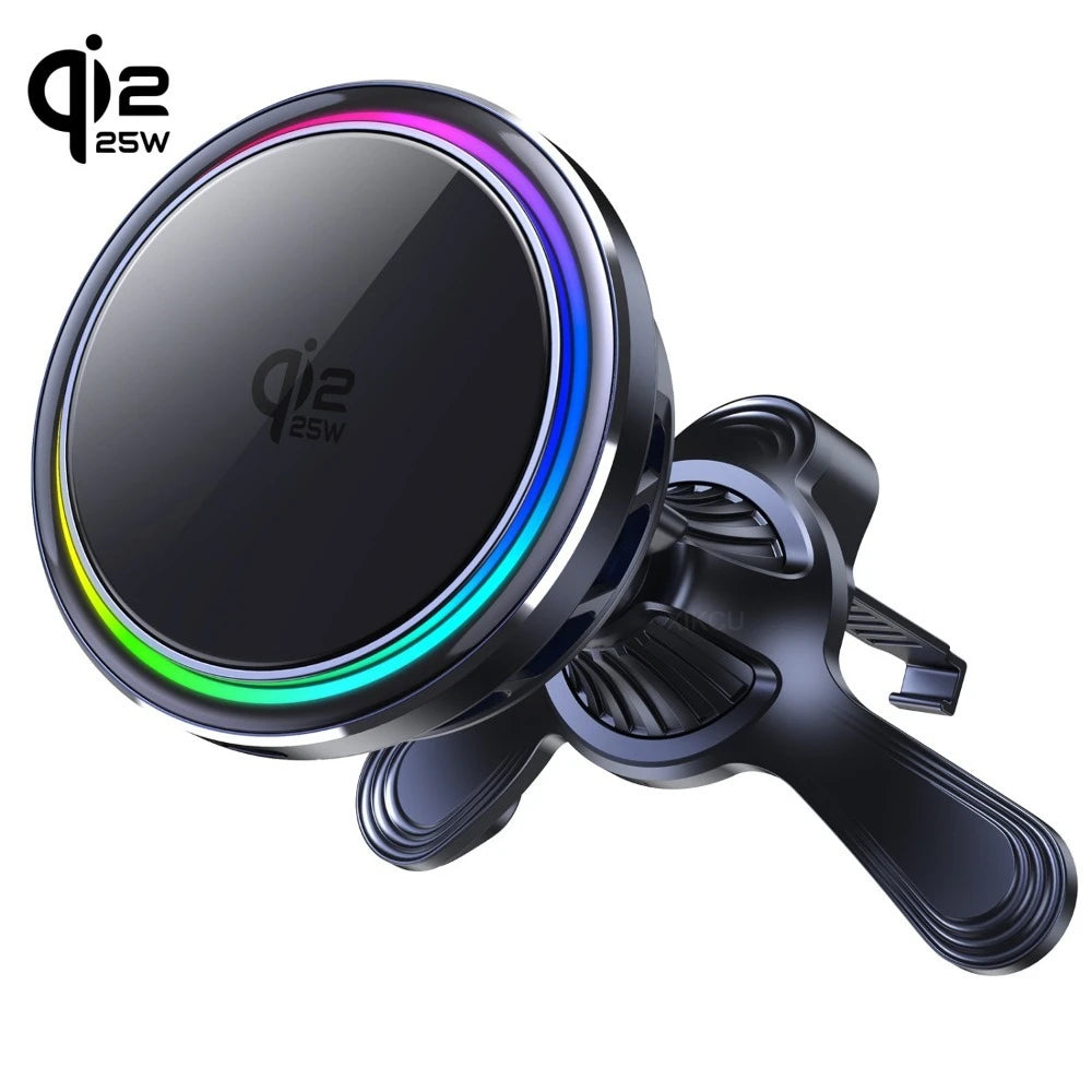 Cargador Inalámbrico Magnético para Auto TEC-Cooler Qi2.2 25W para iPhone 16/17 Pro Max, Carga Rápida, Soporte para Teléfono con Ventilación de Aire para iPhone 17~12