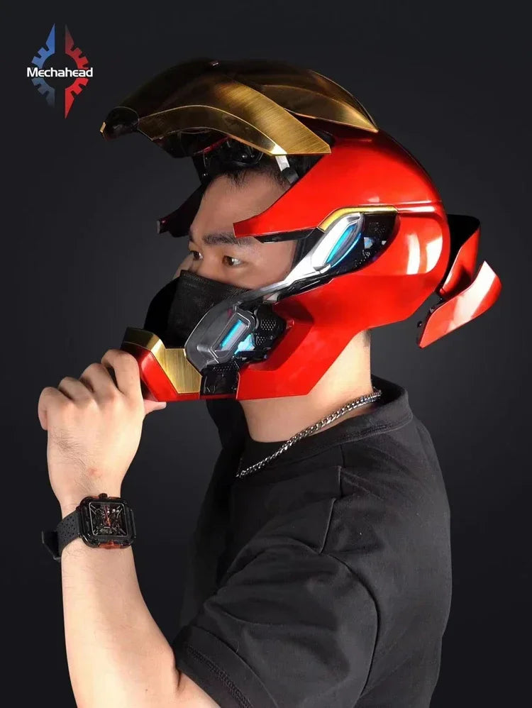 Casco de Iron Man de Marvel, Escala 1:1, MK50 MK5 MK17, con Control por Voz y Ojos Luminosos, Modelo Coleccionable para Adultos, Juguete de Navidad