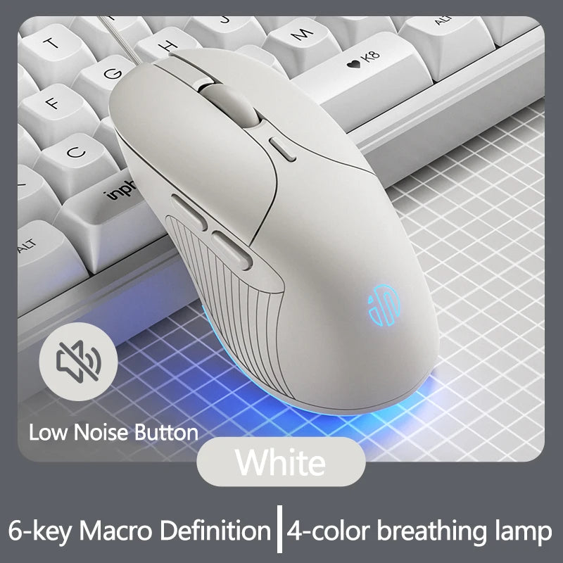 INPHIC-ratón con cable USB B2, Mouse silencioso para juegos de oficina, PC y portátiles