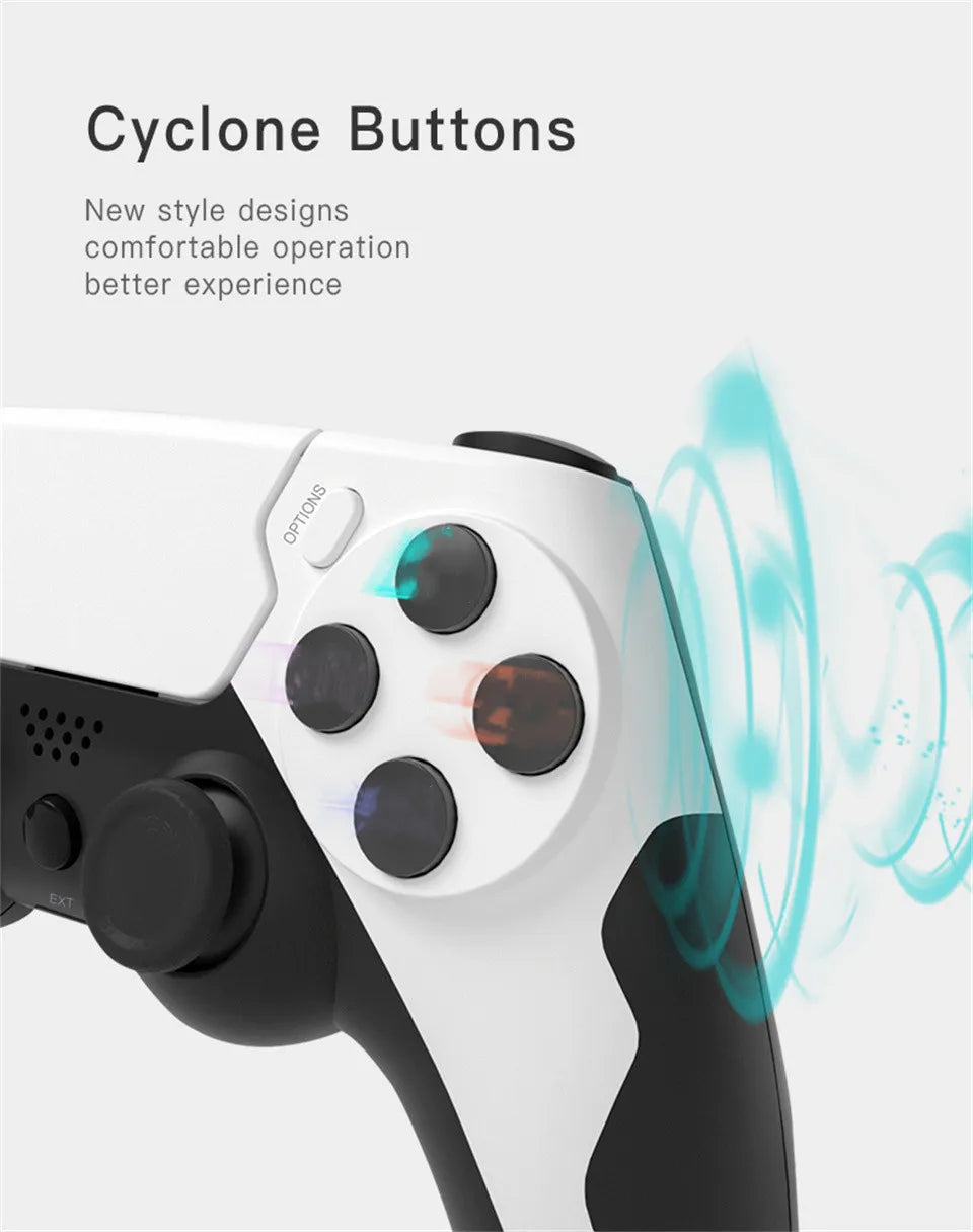 GAMINJA-mando inalámbrico con Bluetooth, doble vibración, 6 ejes, panel táctil, micrófono, puerto de auriculares para PS4, PS3, PC